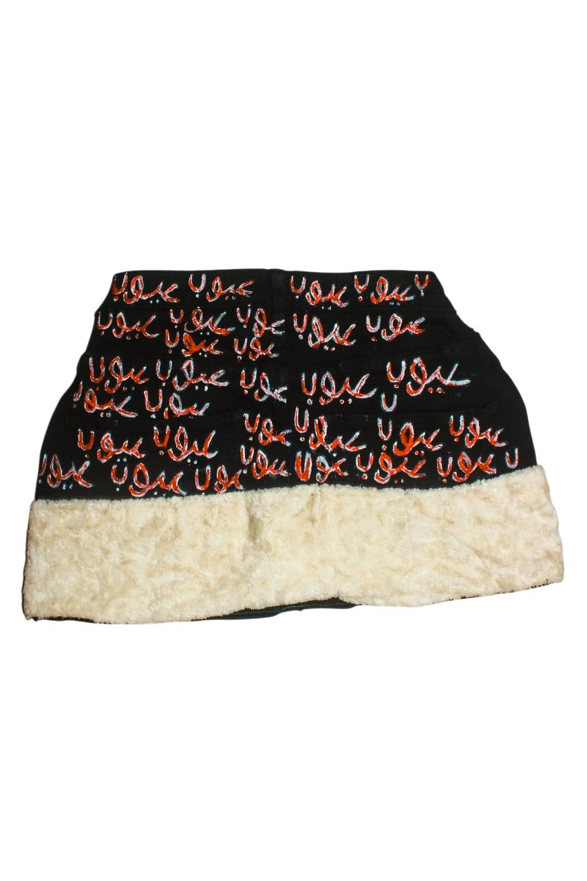 Arabic Script Faux-Fur Skirt”