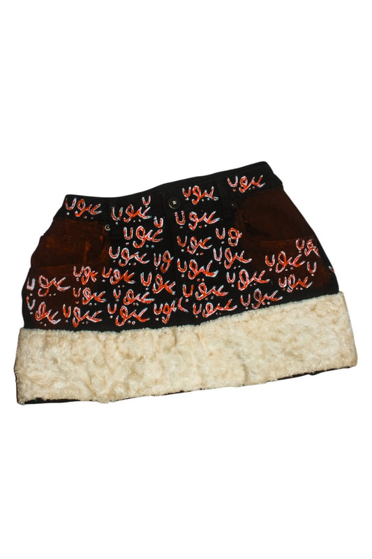 Arabic Script Faux-Fur Skirt”